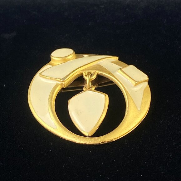 Vintage Art Deco Enamel Pendant Brooch Pin Geometric Design - Picture 3 of 7